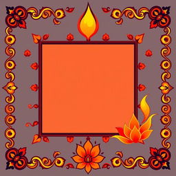 Create a simple square border inspired by Hindu mythology, utilizing patterns that resonate with mythological themes