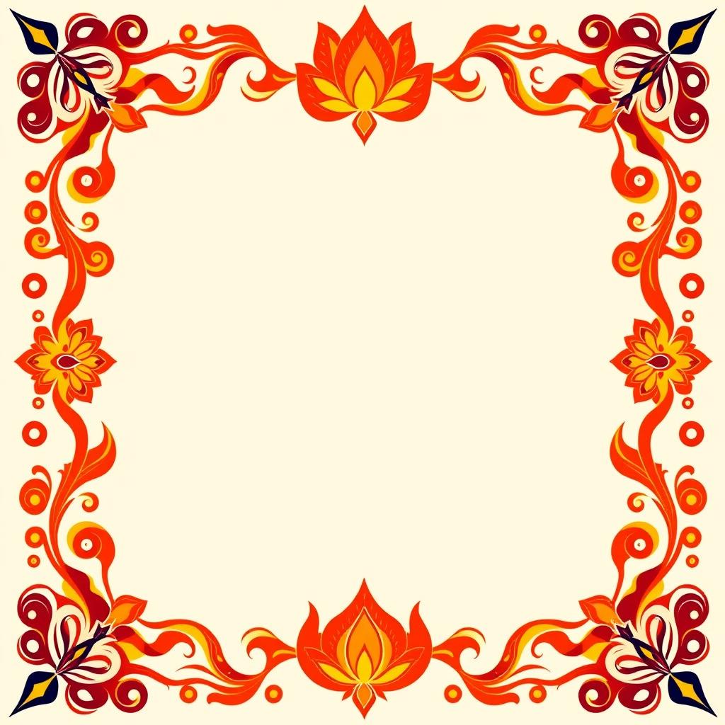 Create a simple square border inspired by Hindu mythology, utilizing patterns that resonate with mythological themes