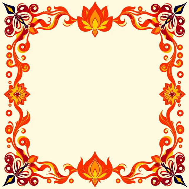 Create a simple square border inspired by Hindu mythology, utilizing patterns that resonate with mythological themes