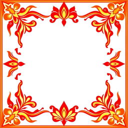 Create a square border with vibrant fiery red colors inspired by Hindu mythology