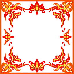 Create a square border with vibrant fiery red colors inspired by Hindu mythology