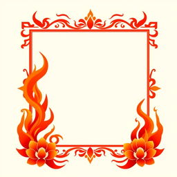 Create a square border with vibrant fiery red colors inspired by Hindu mythology