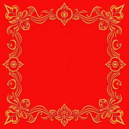 Create a square border with vibrant fiery red colors inspired by Hindu mythology