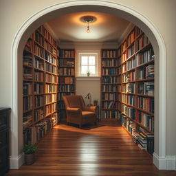 A cozy and enchanting library under the staircase