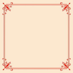 Design a narrow square border with minimal ornaments inspired by Hindu mythology, using fiery red colors