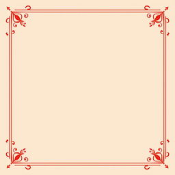 Design a narrow square border with minimal ornaments inspired by Hindu mythology, using fiery red colors