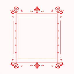 Design a narrow square border with minimal ornaments inspired by Hindu mythology, using fiery red colors