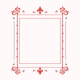 Design a narrow square border with minimal ornaments inspired by Hindu mythology, using fiery red colors