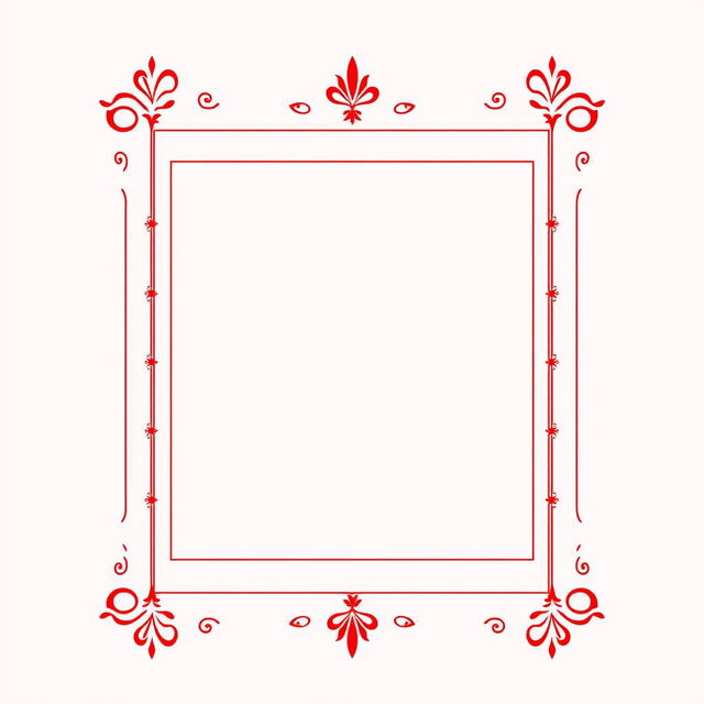 Design a narrow square border with minimal ornaments inspired by Hindu mythology, using fiery red colors