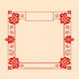 Design a narrow square border with minimal ornaments inspired by Hindu mythology, using fiery red colors