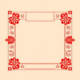 Design a narrow square border with minimal ornaments inspired by Hindu mythology, using fiery red colors