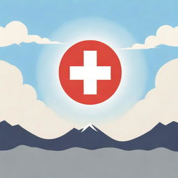 A portrait of the Red Cross Camillians logo on a serene and beautiful backdrop with 'God Bless' written dramatically in a radiant sky.