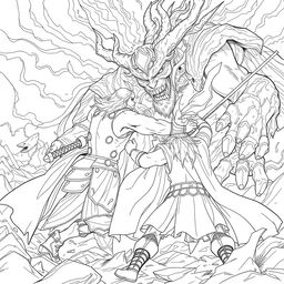 Illustrate Thor's epic battle with Surtur from 'Thor: Ragnarok