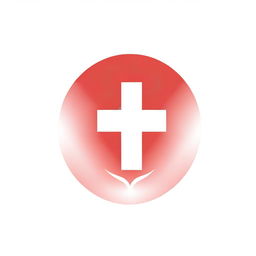 A logo featuring a red cross, Camillians symbol with the divine bless of a bright light illuminating it.