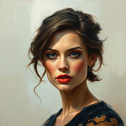 A striking portrait of a woman in the signature style of Jeremy Mann