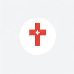 A logo featuring a red cross, Camillians symbol with the divine bless of a bright light illuminating it.