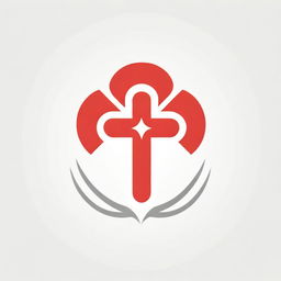 A Red Cross logo intermingled with symbols of the camillians, including benedictions and prayers. Make it evoke a sense of spiritual healing and welfare.