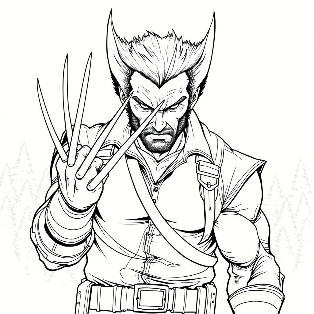 Detailed line-art illustration of Wolverine’s iconic first claw reveal