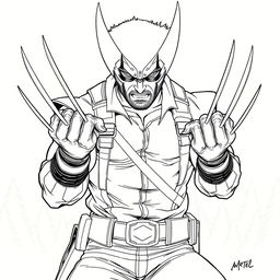 Detailed line-art illustration of Wolverine’s iconic first claw reveal