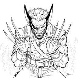 Detailed line-art illustration of Wolverine’s iconic first claw reveal