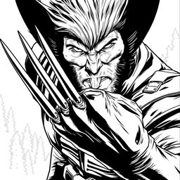 Detailed line-art illustration of Wolverine’s iconic first claw reveal