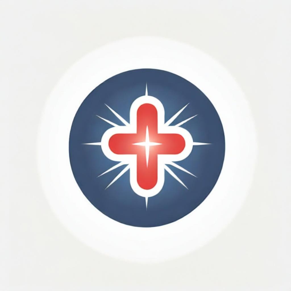 Majestic logo featuring a red cross, a star and divine light rays coming from the center, symbolizing God.