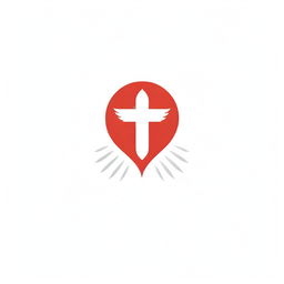 Majestic logo featuring a red cross, a star and divine light rays coming from the center, symbolizing God.