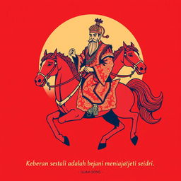 A creative t-shirt design featuring an imaginative Indonesian-inspired Guan Gong