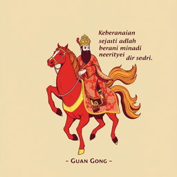 A creative t-shirt design featuring an imaginative Indonesian-inspired Guan Gong