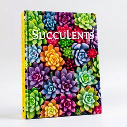 A vibrant book cover showcasing a variety of colorful succulents