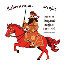 A creative t-shirt design featuring an imaginative Indonesian-inspired Guan Gong