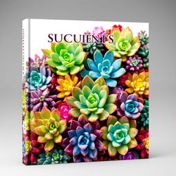 A vibrant book cover showcasing a variety of colorful succulents