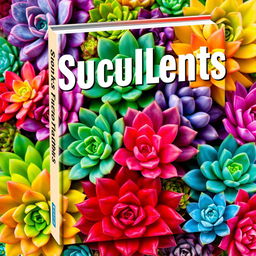 A vibrant book cover showcasing a variety of colorful succulents