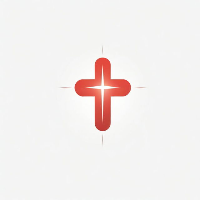 Majestic logo featuring a red cross, a star and divine light rays coming from the center, symbolizing God.