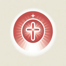 Majestic logo featuring a red cross, a star and divine light rays coming from the center, symbolizing God.