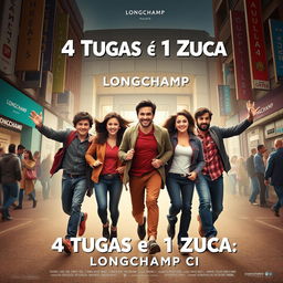 A movie poster for the film titled '4 Tugas e 1 Zuca: Longchamp ECI'