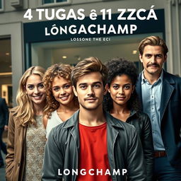 A movie poster for the film titled '4 Tugas e 1 Zuca: Longchamp ECI'