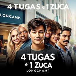 A movie poster for the film titled '4 Tugas e 1 Zuca: Longchamp ECI'