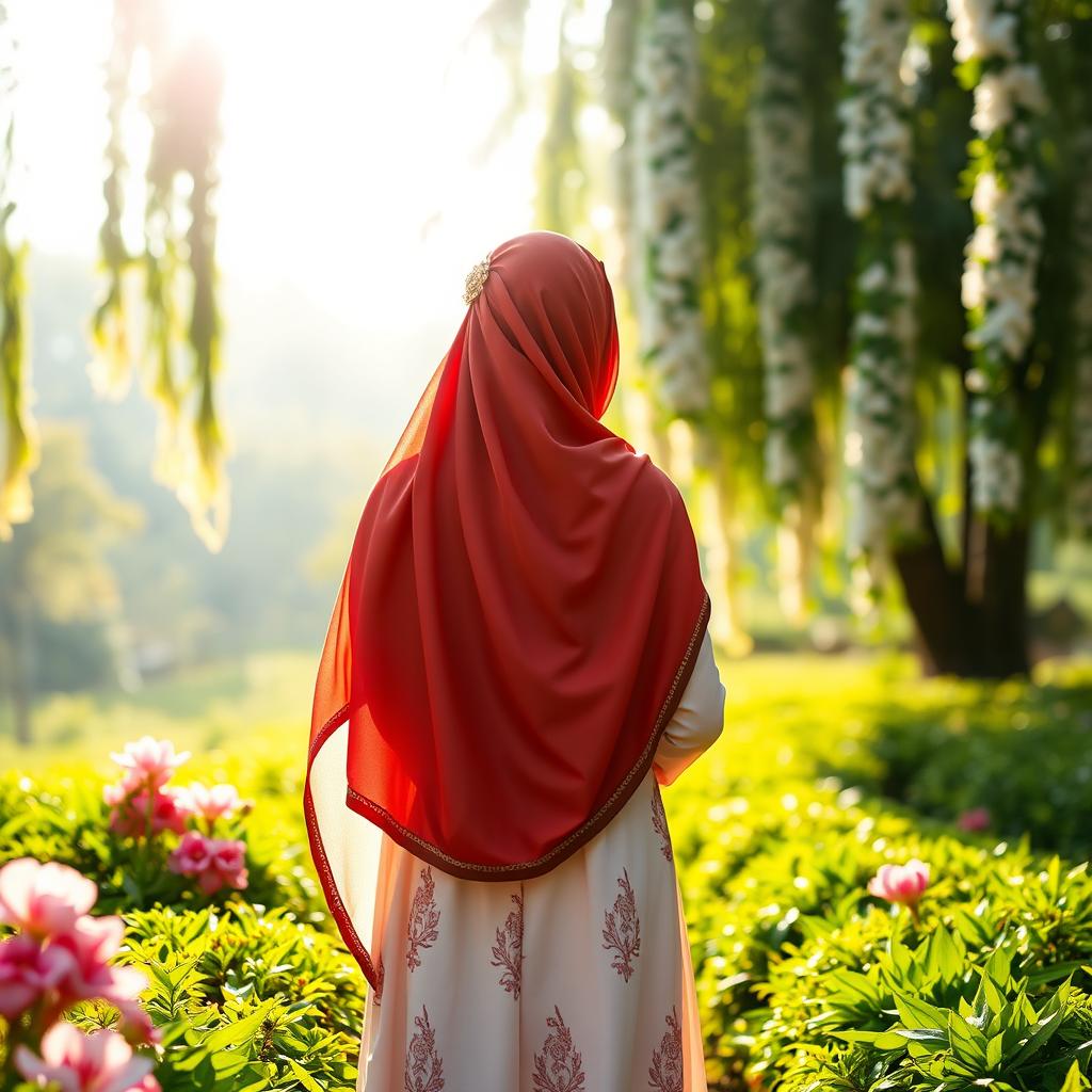 A book cover featuring a gentle and serene scene symbolizing femininity, hope, purity, and modesty