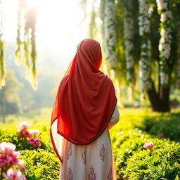 A book cover featuring a gentle and serene scene symbolizing femininity, hope, purity, and modesty