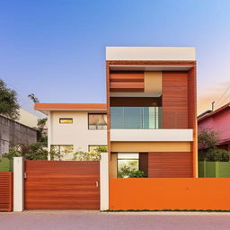 Two-storied East-facing house built on a 50x25 plot, with a 2BHK configuration on each floor. Highlight a 50x2.5 open area on the right side of the house's plot.