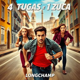 An exhilarating action movie poster for '4 Tugas e 1 Zuca: Longchamp'