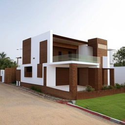 Two-storied East-facing house built on a 50x25 plot, with a 2BHK configuration on each floor. Highlight a 50x2.5 open area on the right side of the house's plot.