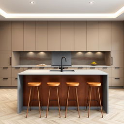 Design of a modern kitchen with a single linear front measuring 4