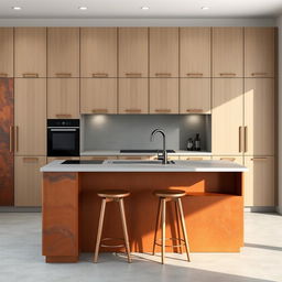 Design of a modern kitchen with a single linear front measuring 4