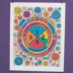 Generate an aesthetically pleasing and colorful poster with hand-drawn elements, centered around the theme of leadership. Incorporate symbols of leadership and vibrant hues to emphasize the concept.