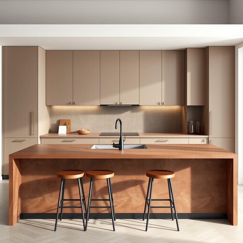 Design a modern kitchen with a single linear front of 4