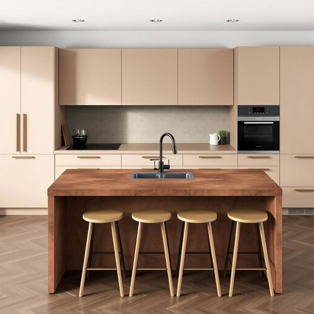 Design a modern kitchen with a single linear front of 4