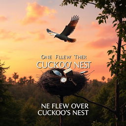 A literal interpretation of a film poster for 'One Flew Over the Cuckoo's Nest'