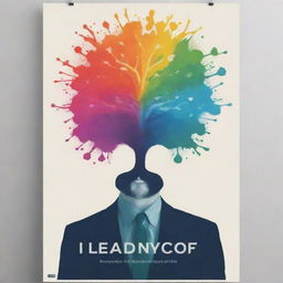 Design an aesthetically pleasing poster about leadership that is rich in color and artistic elements. The poster should include inspiring imagery representing leadership and bold, vibrant colors to make a strong visual impact.